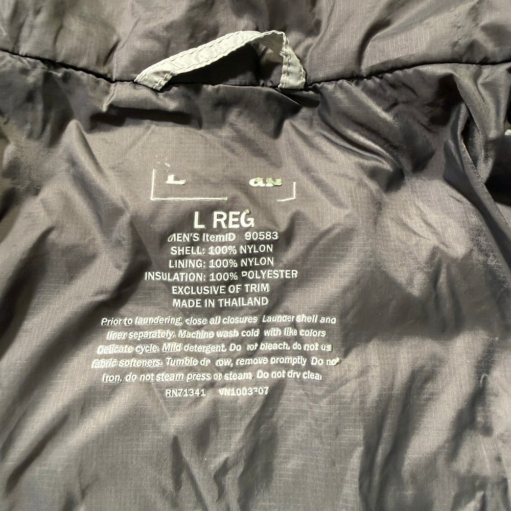 LL Bean Jacket Mens L Gray PrimaLoft Packaway Puffer Full Zip Gorpcore - Picture 7 of 10
